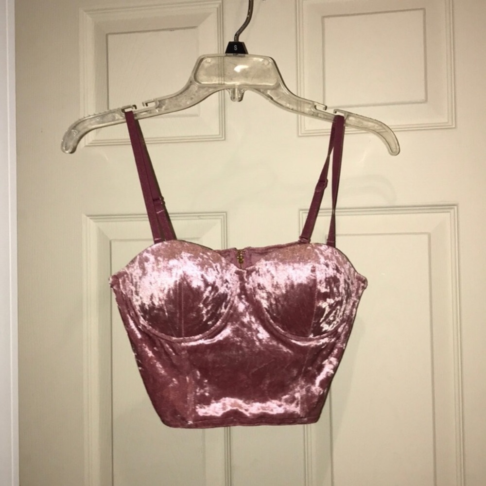 Crushed velvet bustier crop top